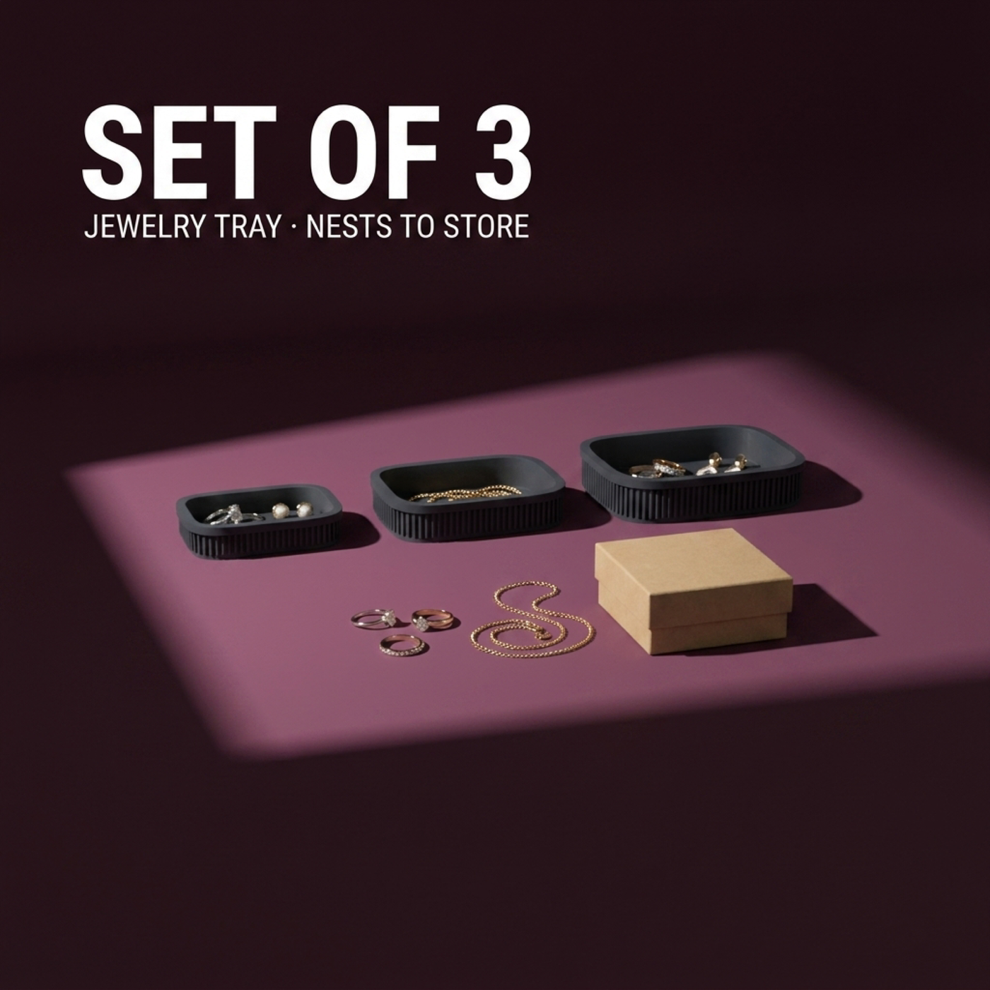 Nesting Jewellery Trays Set of 3 in Nesting Jewellery Trays Set of 3, lifestyle photo