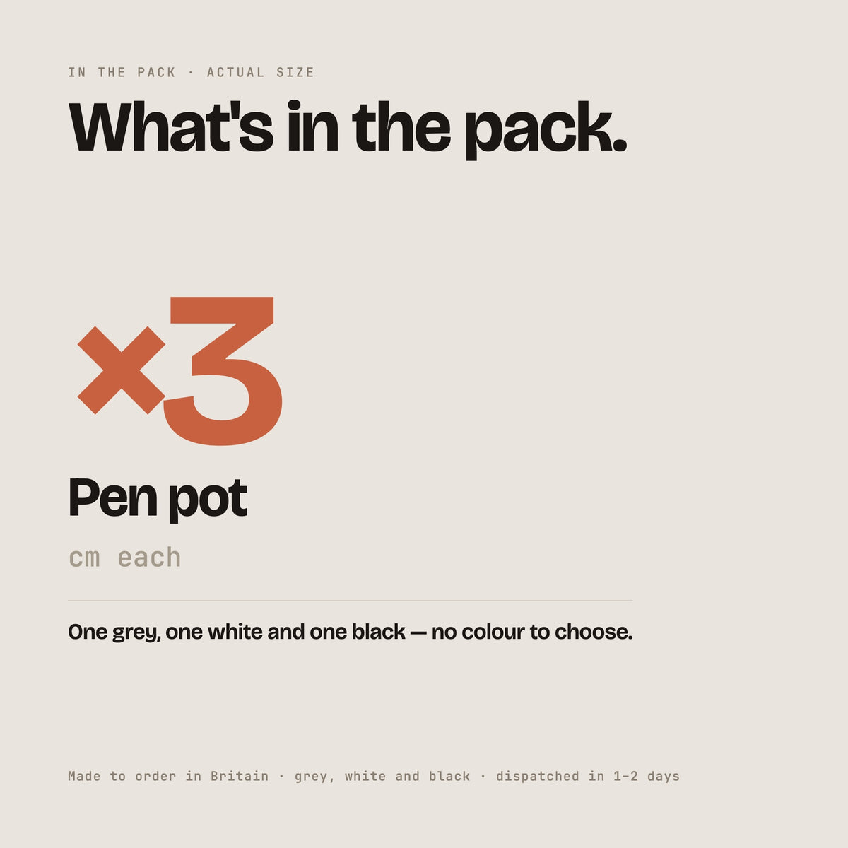 Pen Pot 3-Pack Grey White Black in Pen Pot 3-Pack Grey White Black, size