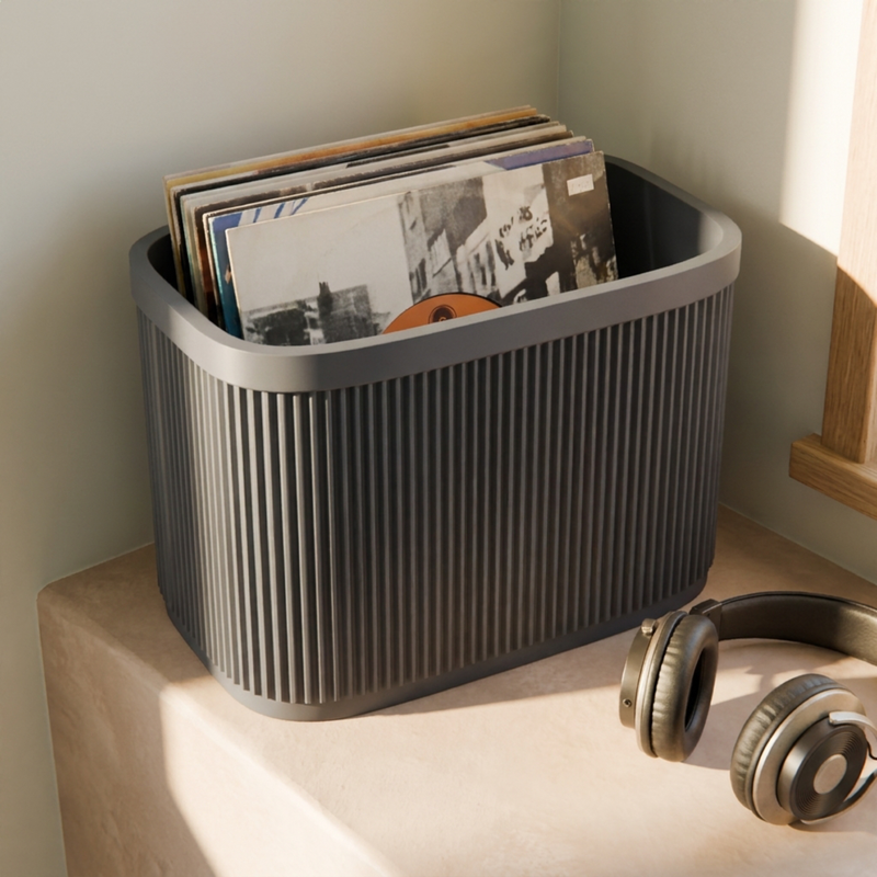 Ribbed 7 Inch Record Holder, lifestyle photo