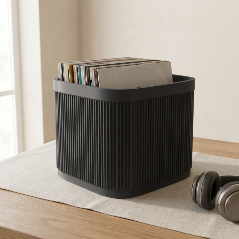 Ribbed 7 Inch Vinyl Crate, lifestyle photo