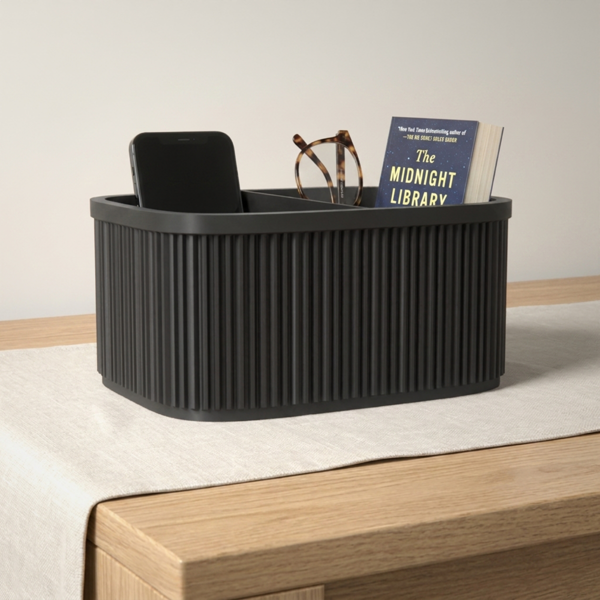Ribbed Bedside Caddy in Ribbed Bedside Caddy, lifestyle photo
