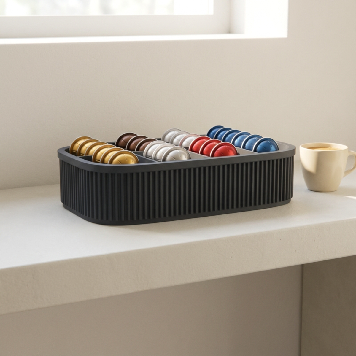 Ribbed Coffee Pod Organiser in Ribbed Coffee Pod Organiser, lifestyle photo