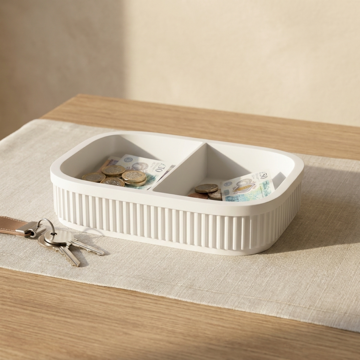 Ribbed Coin and Money Tray in Ribbed Coin and Money Tray, lifestyle photo