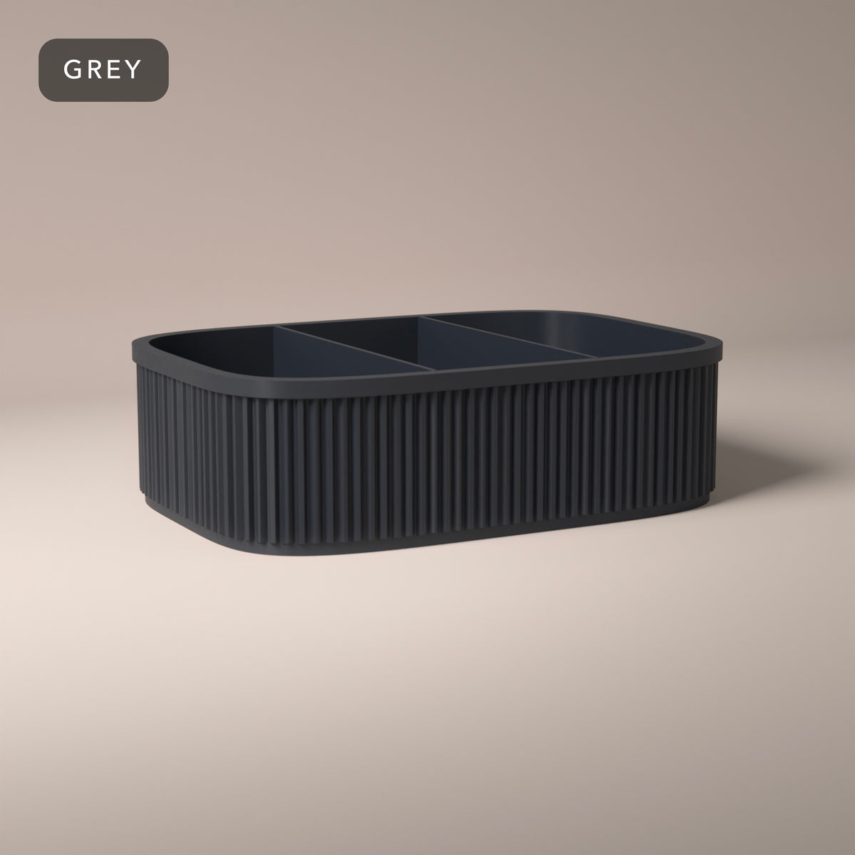 Ribbed Divided Snack Box in Grey