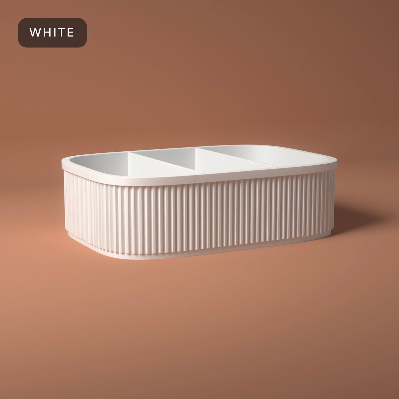 Ribbed Divided Snack Box in White