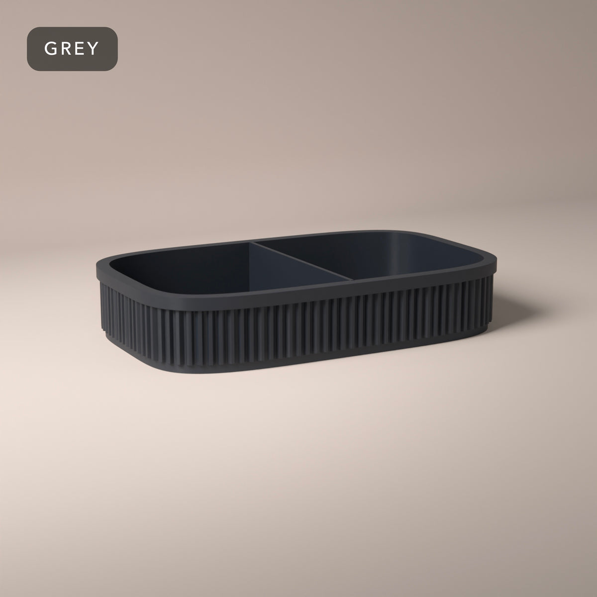 Ribbed Key Tray with Phone Rest in Grey