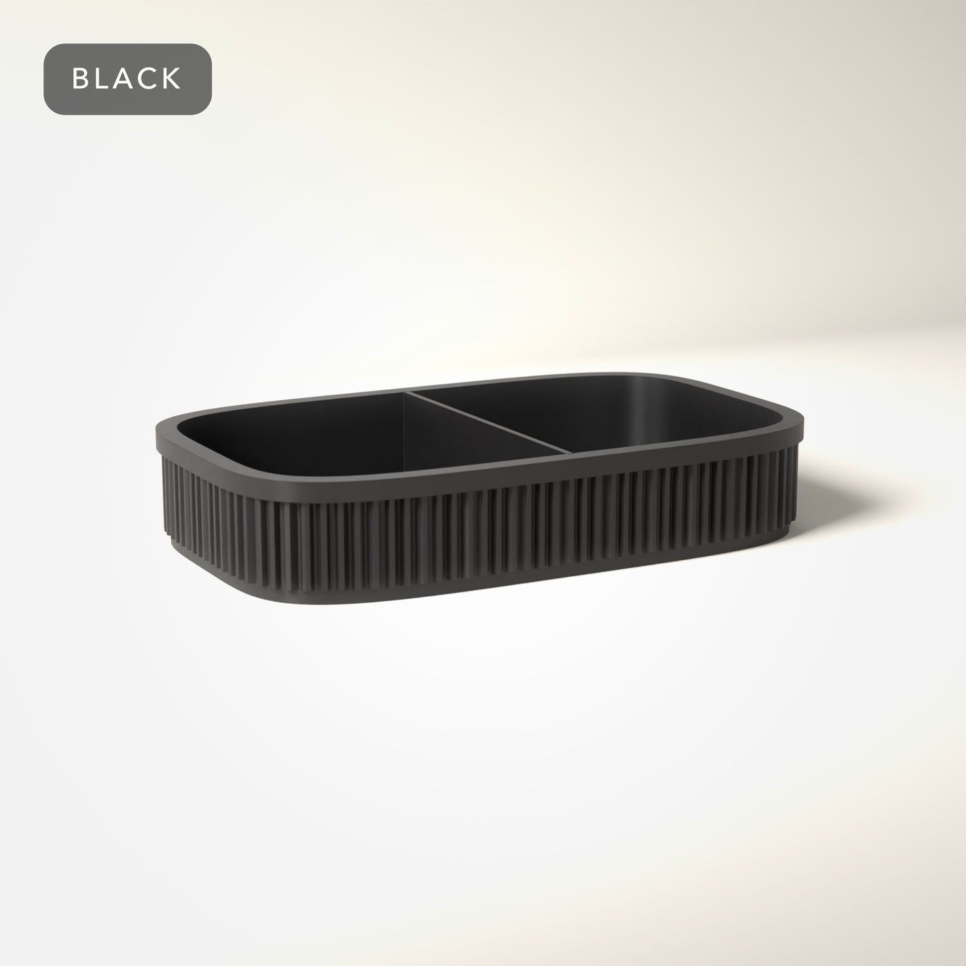 Ribbed Key Tray with Phone Rest in Black
