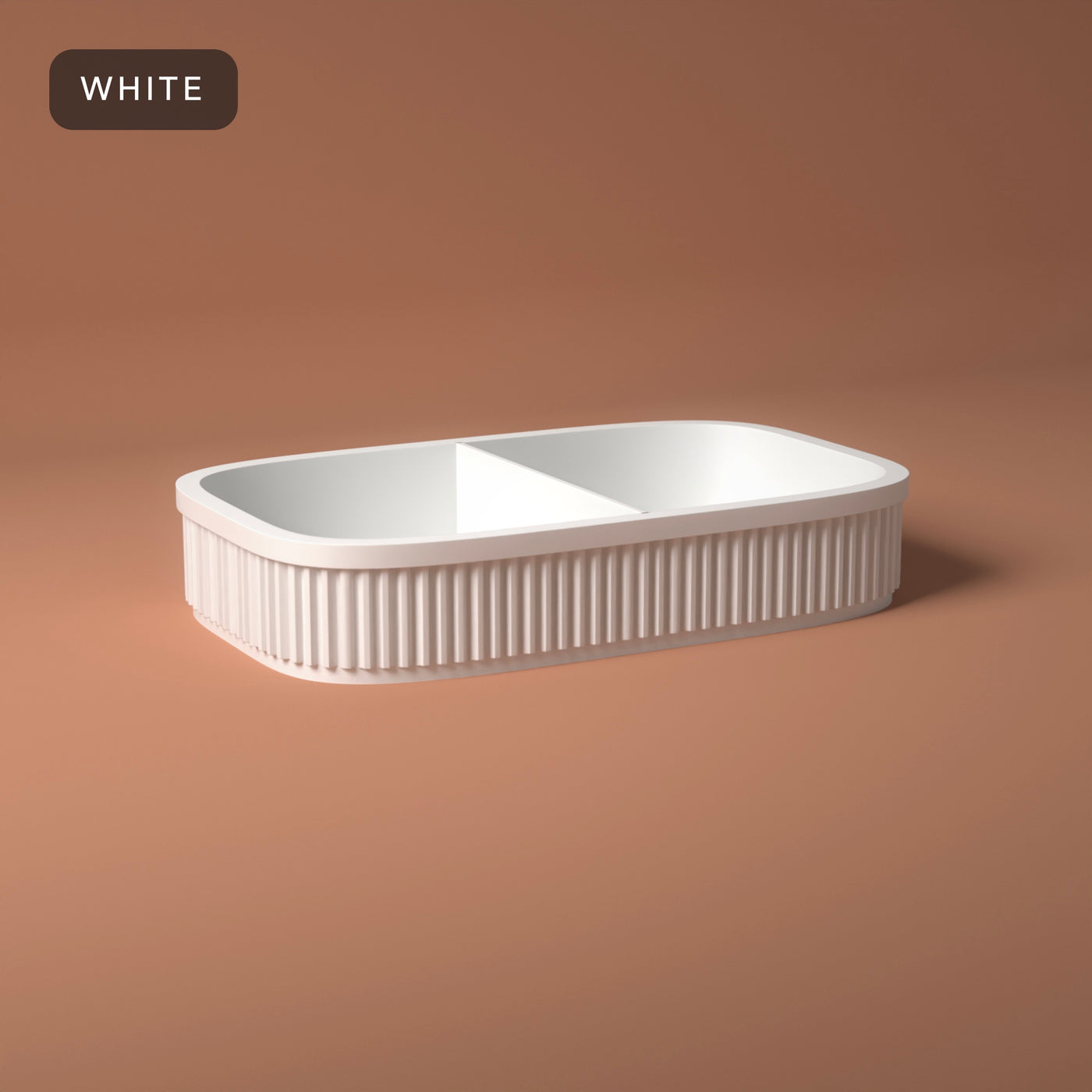 Ribbed Key Tray with Phone Rest in White