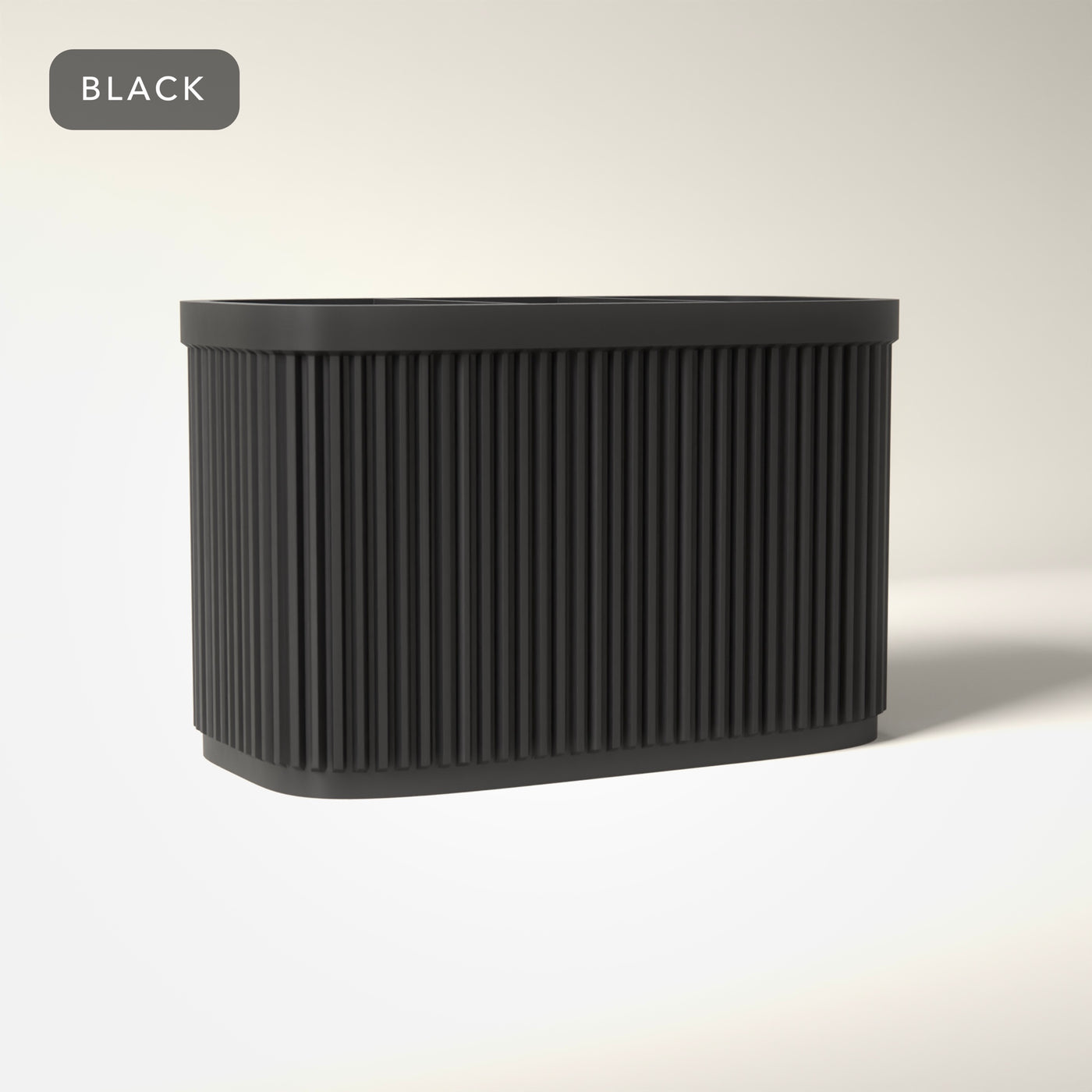 Ribbed Pen Holder 3 Compartments in Black