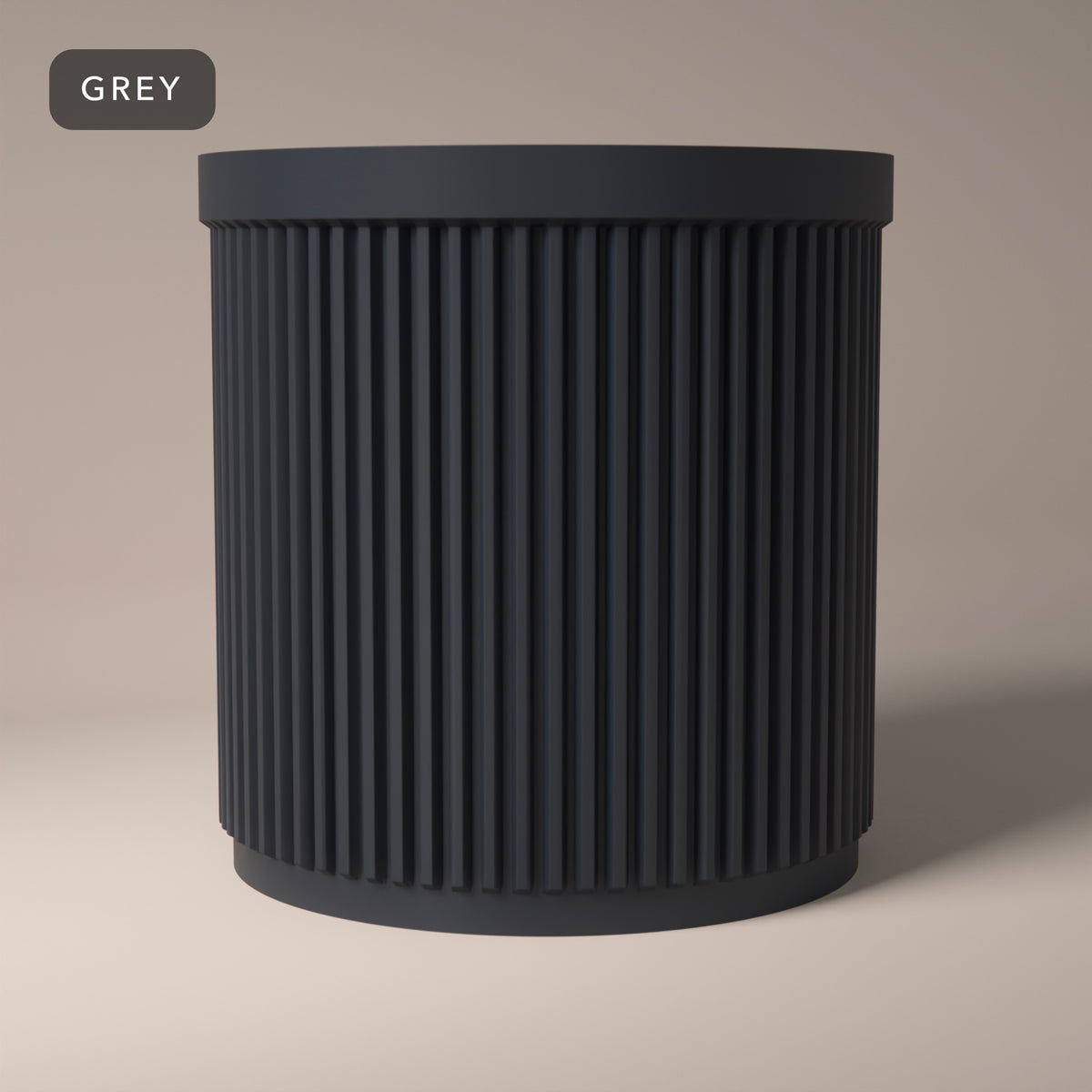 Ribbed Pencil Pot with Divider in Grey