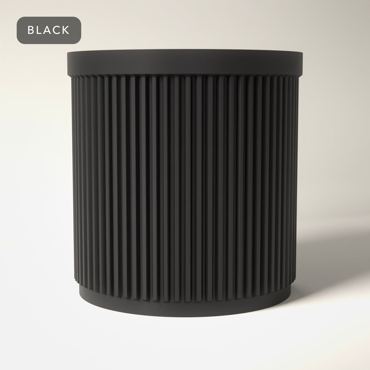 Ribbed Pencil Pot with Divider in Black