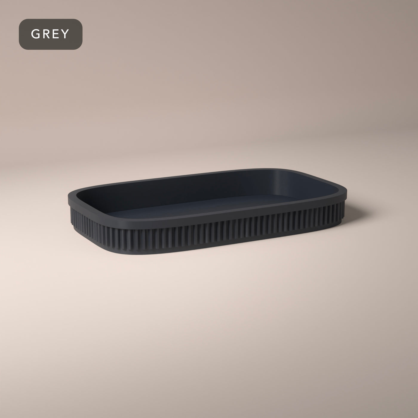 Ribbed Rolling Tray in Grey