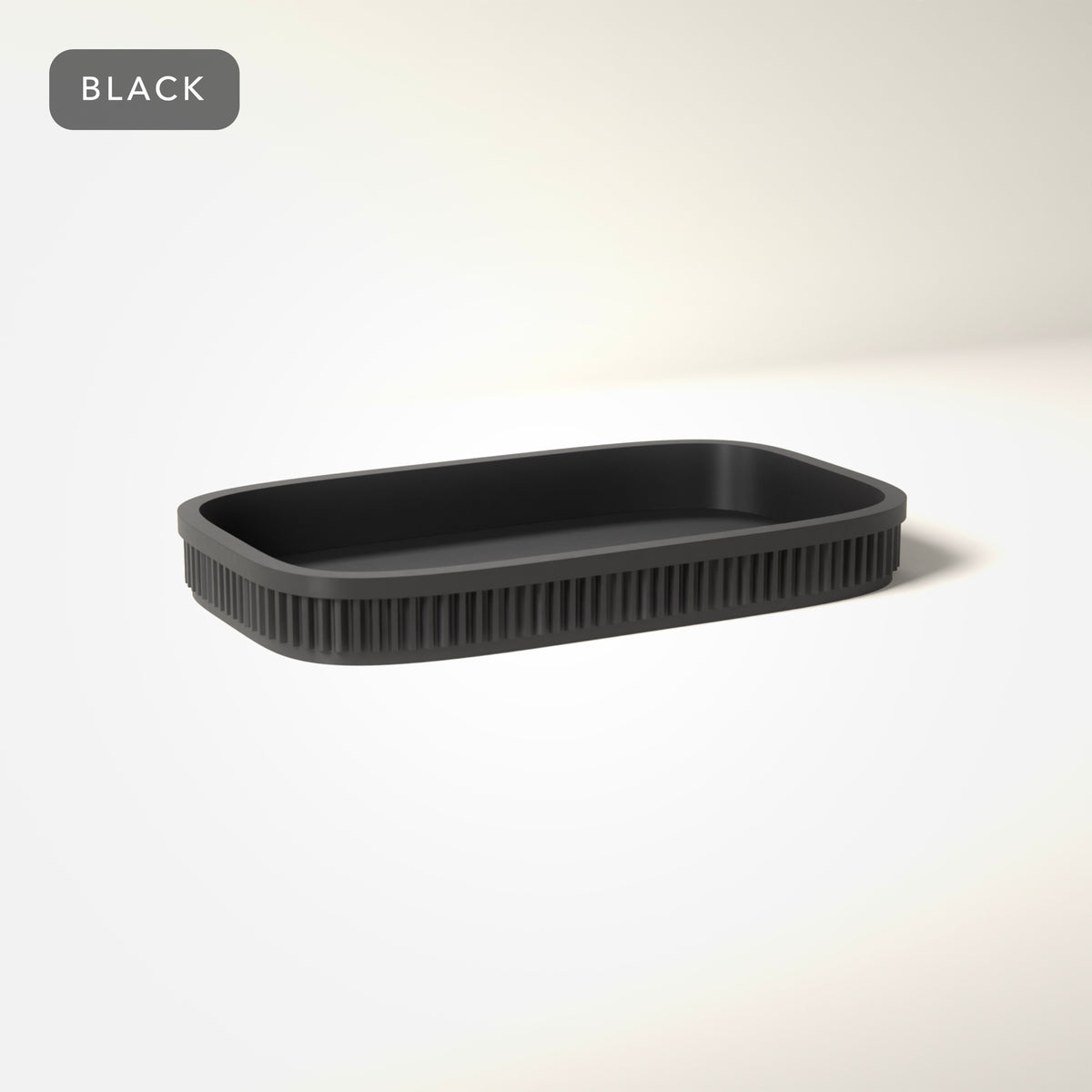 Ribbed Rolling Tray in Black