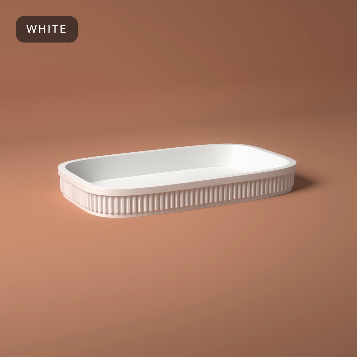 Ribbed Rolling Tray in White