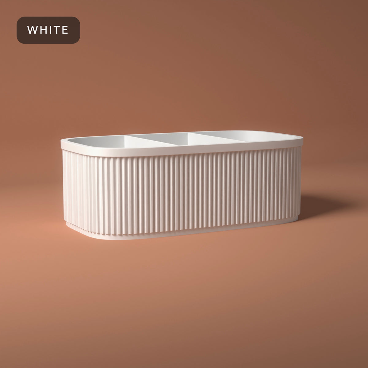Ribbed Teacher Desk Caddy in White