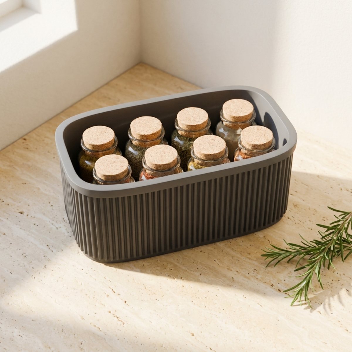 Ribbed Tiered Spice Rack in Ribbed Tiered Spice Rack, lifestyle photo