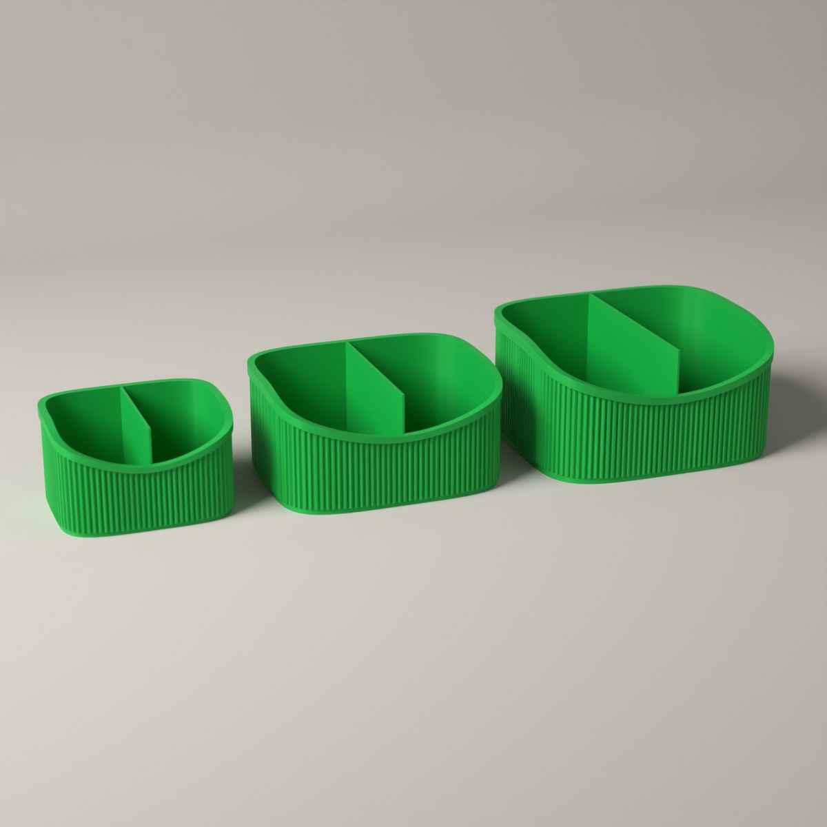 Ribbed Makeup Organiser Caddies, Set of 3 Graduated Sizes