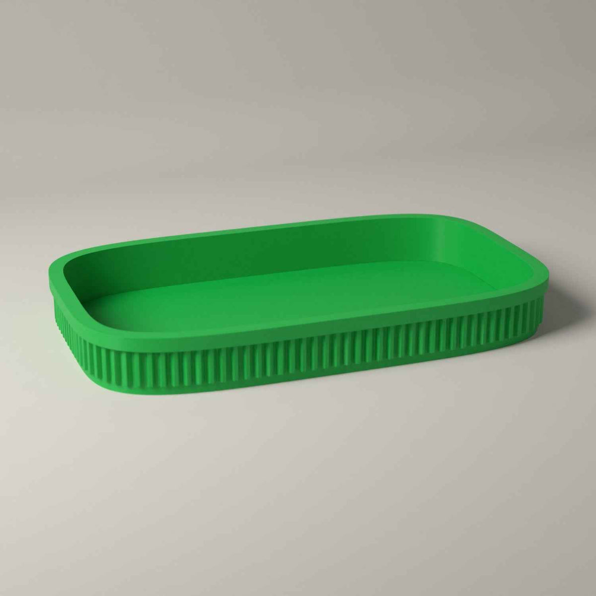 Ribbed Rolling Tray and Shallow Desktop Organiser in forest green