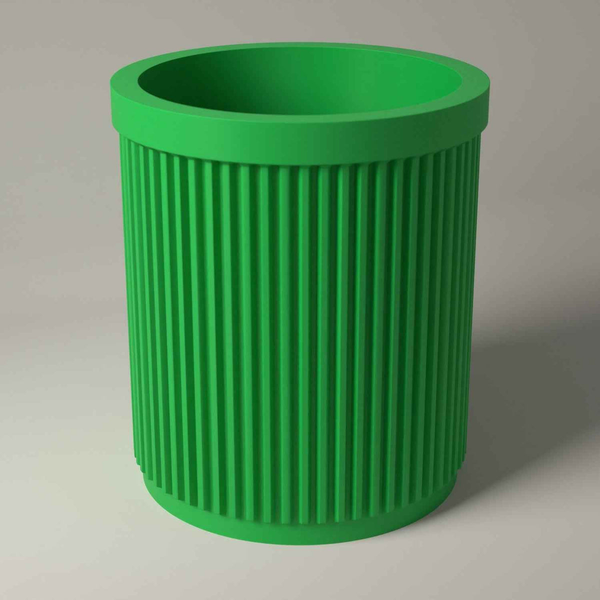 Ribbed Pen Pot for Pens and Pencils - Upright Desk Storage Holder in forest green
