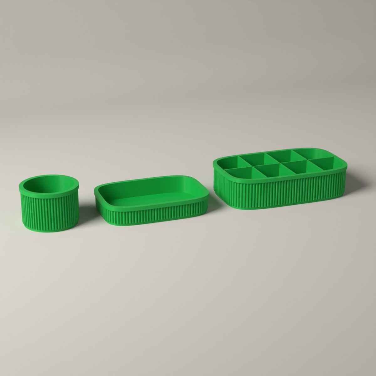 Ribbed Coffee Station Organiser Set of 3 - Pod Holder, Tray and Pot in forest green
