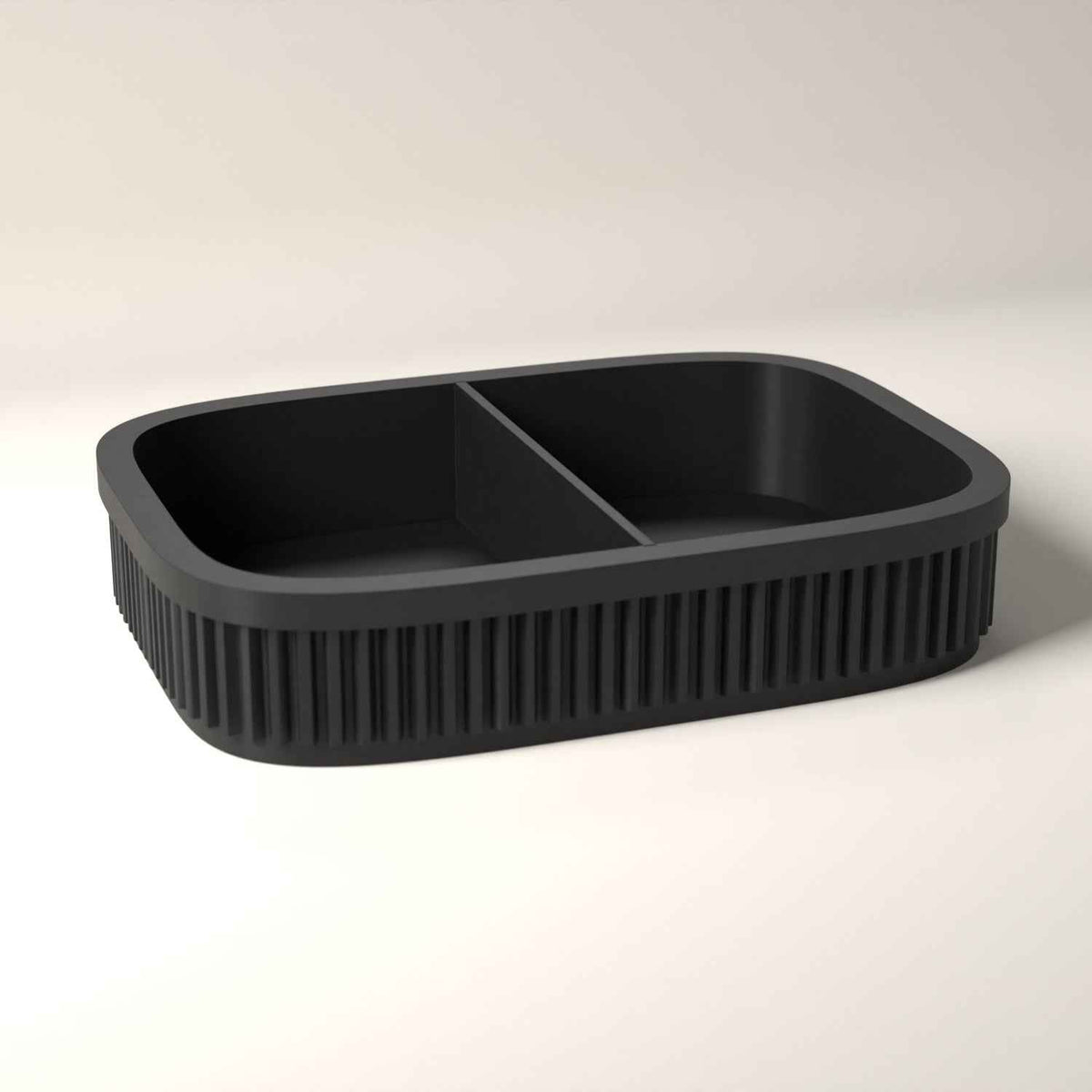Ribbed Coin and Money Tray - Small Catch All for Keys and Loose Change in black