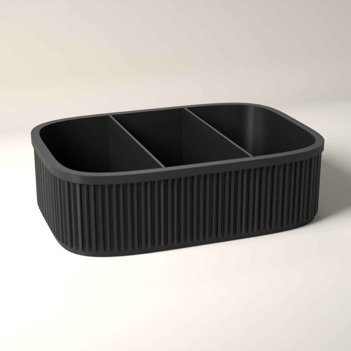 Divided Snack Box, Ribbed Organiser for Individually Wrapped Treats in black