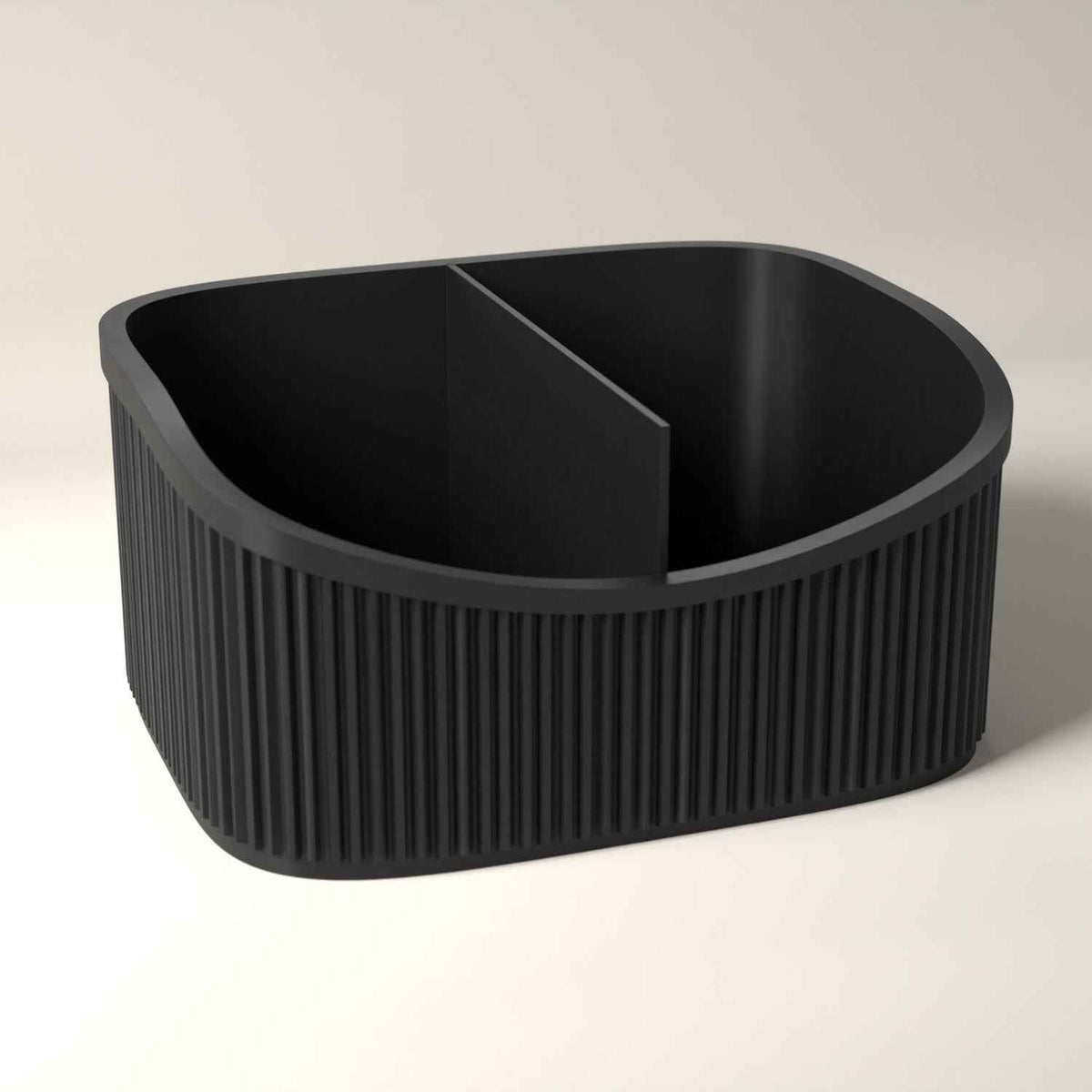 Desk Organiser, Ribbed Multi-Section Storage for Stationery in black