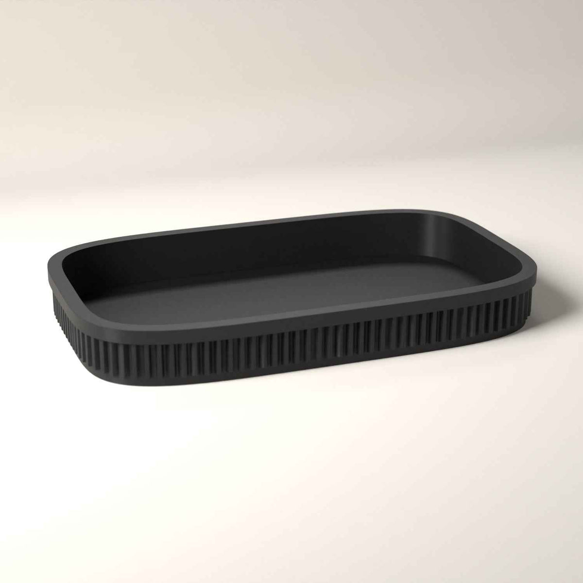 Ribbed Rolling Tray and Shallow Desktop Organiser in black