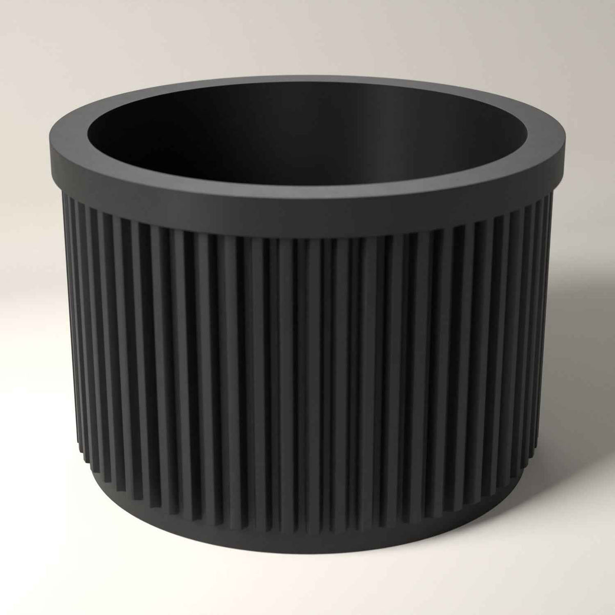 Ribbed Lip Balm Holder Pot for Dressing Table and Desk Storage in black