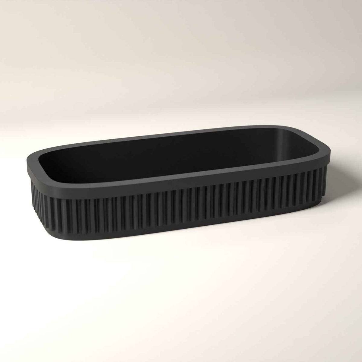 Ribbed Eyeglasses Tray - Shallow Bedside Storage for Reading Glasses in black