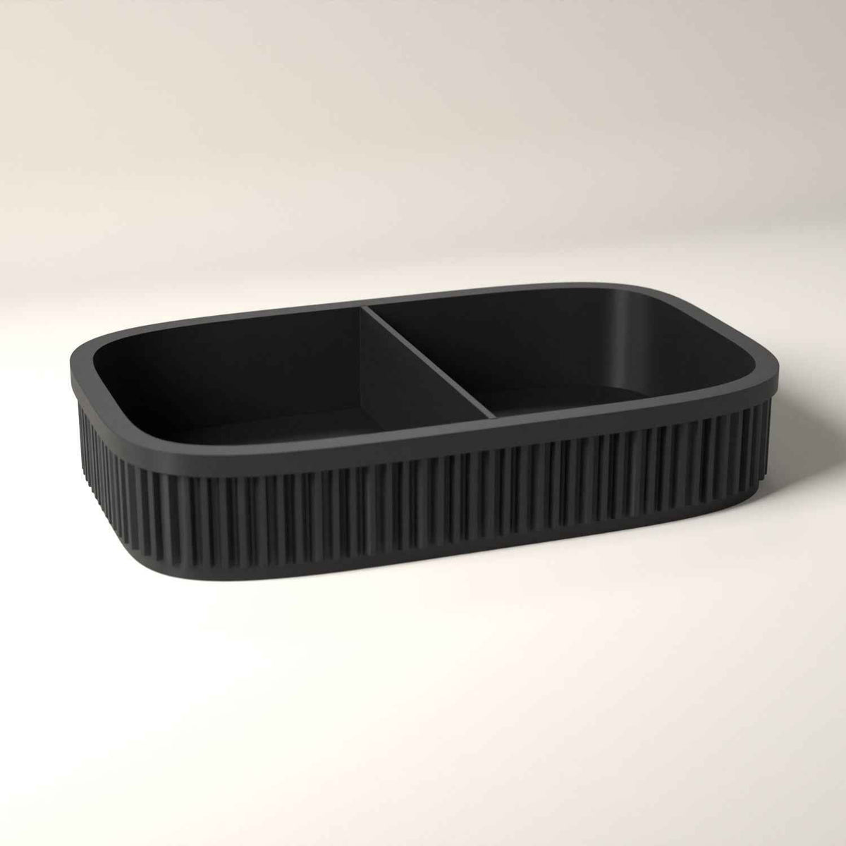 Divided Key Tray, Ribbed Hallway Organiser for Keys, Cards and Coins in black