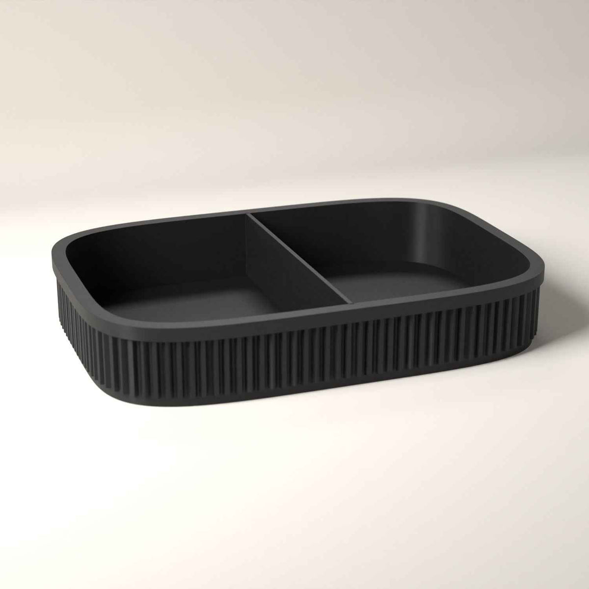 Ribbed Valet Tray for Keys, Wallet and Watch - Bedside Catch All in black