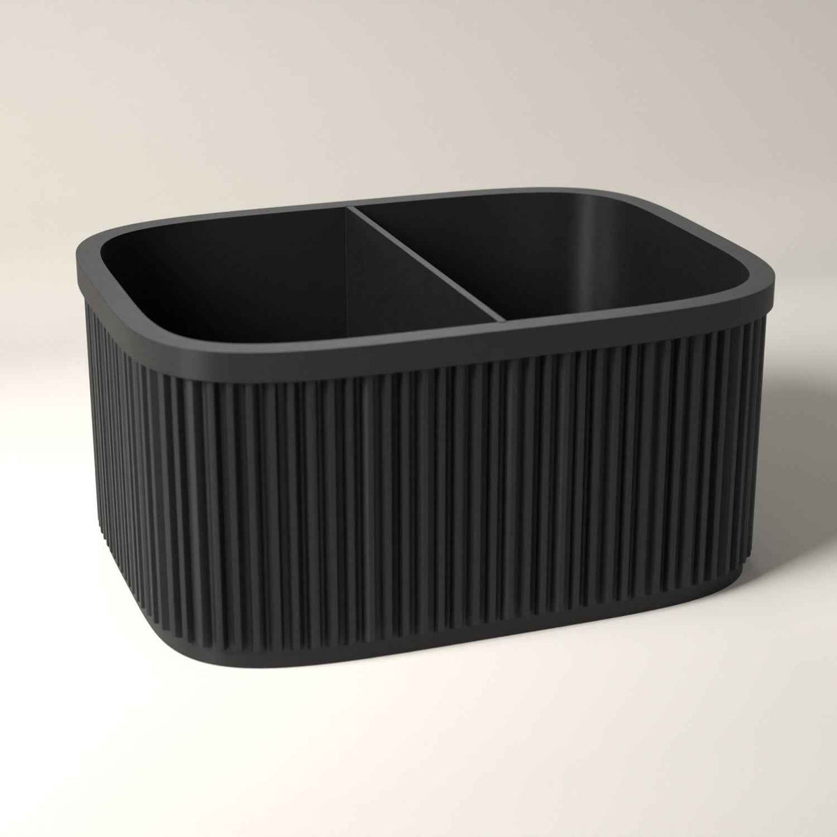 Ribbed Bedside Caddy - Tabletop Organiser for Nightstand Essentials in black