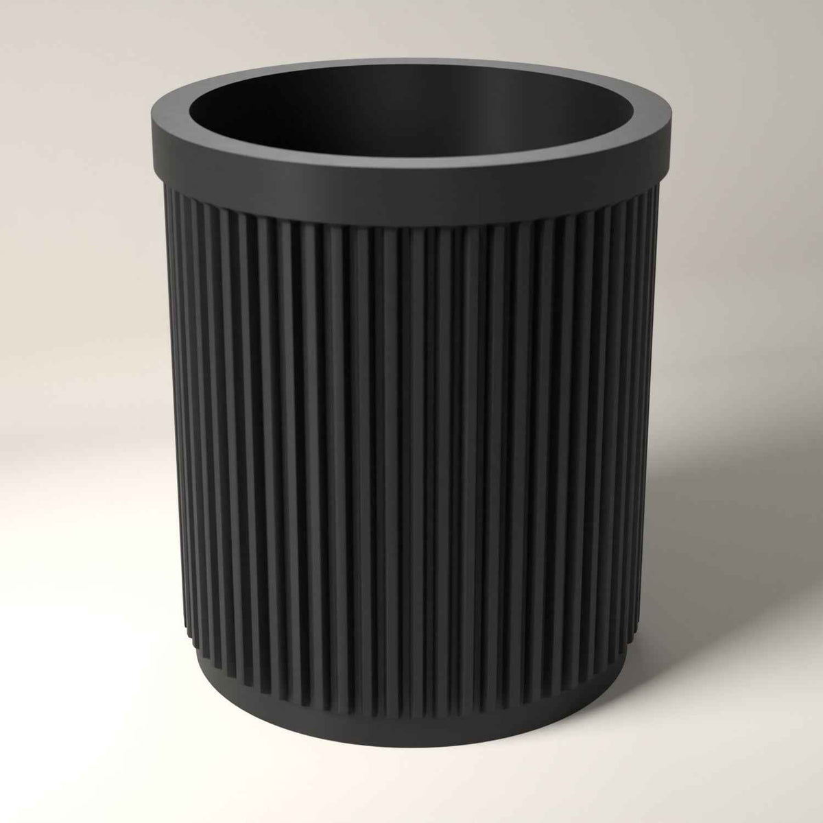 Ribbed Pen Pot for Pens and Pencils - Upright Desk Storage Holder in black