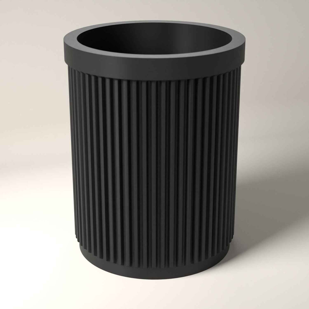 Ribbed Makeup Brush Holder - Upright Storage for Your Dressing Table in black
