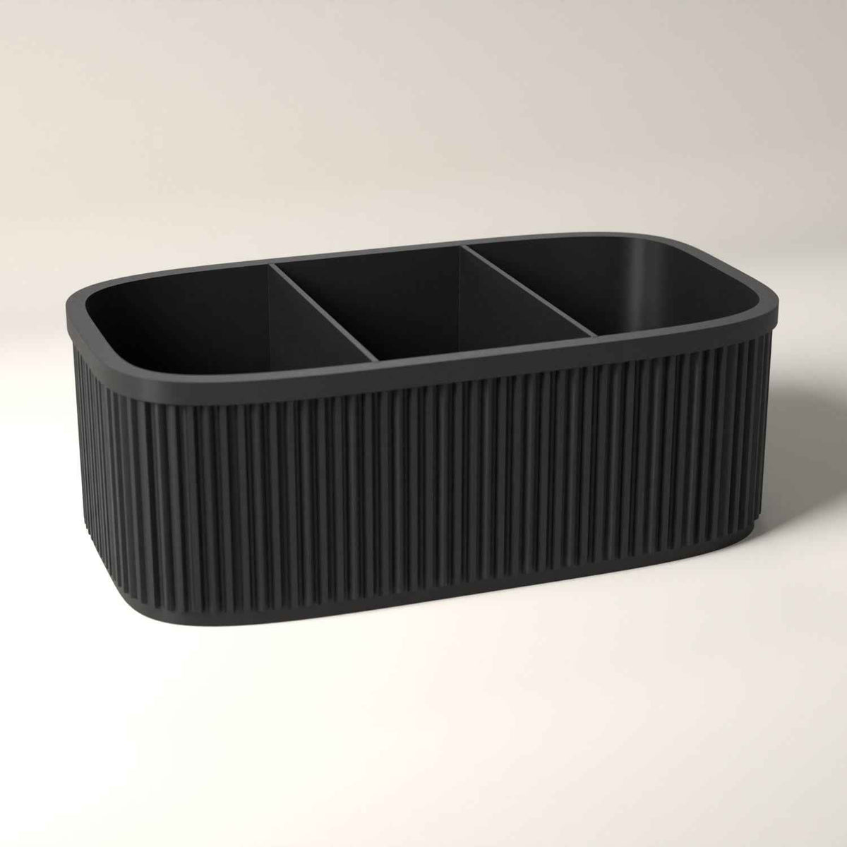 Ribbed Teacher Desk Caddy - Classroom Stationery Storage Organiser in black