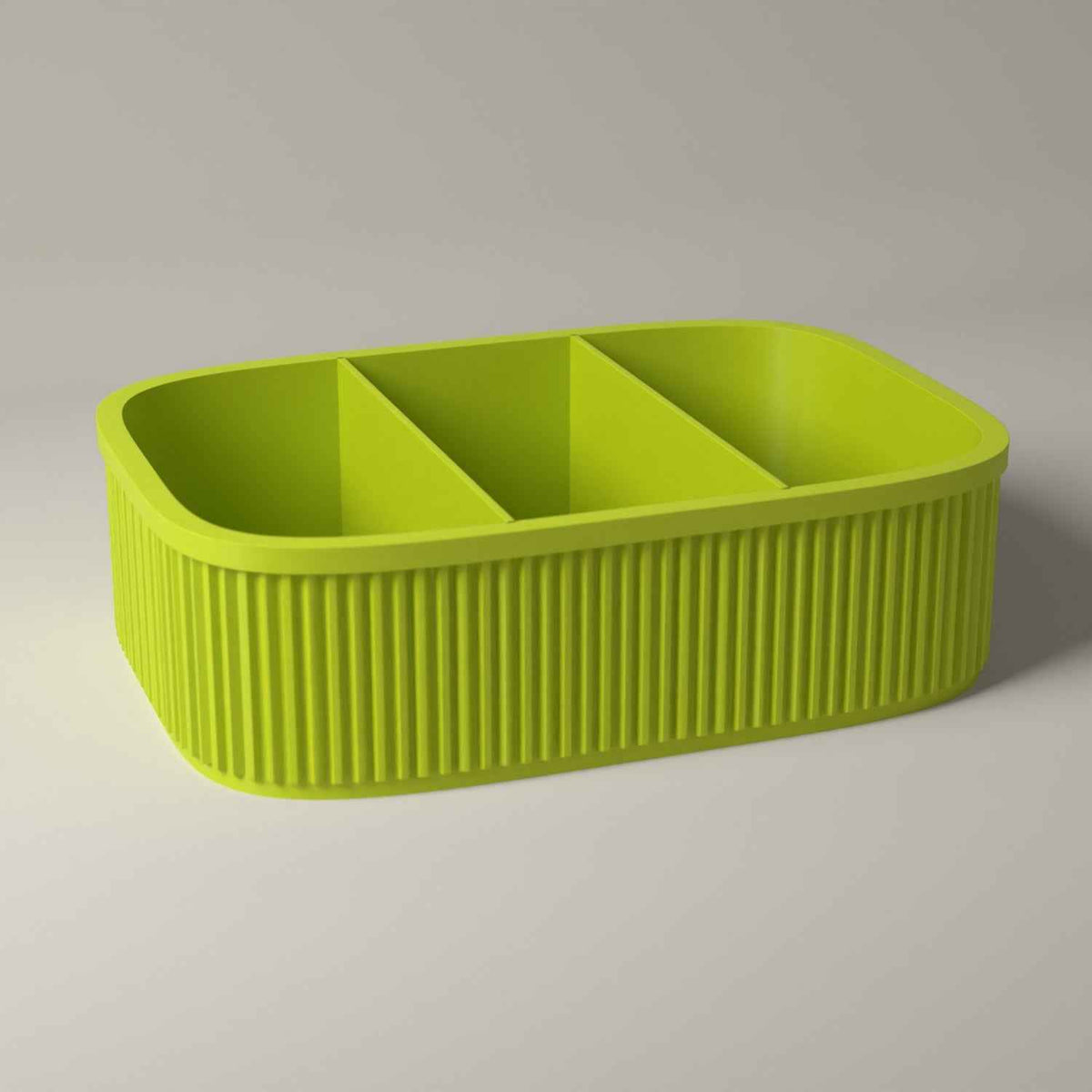 Divided Snack Box, Ribbed Organiser for Individually Wrapped Treats in bright green