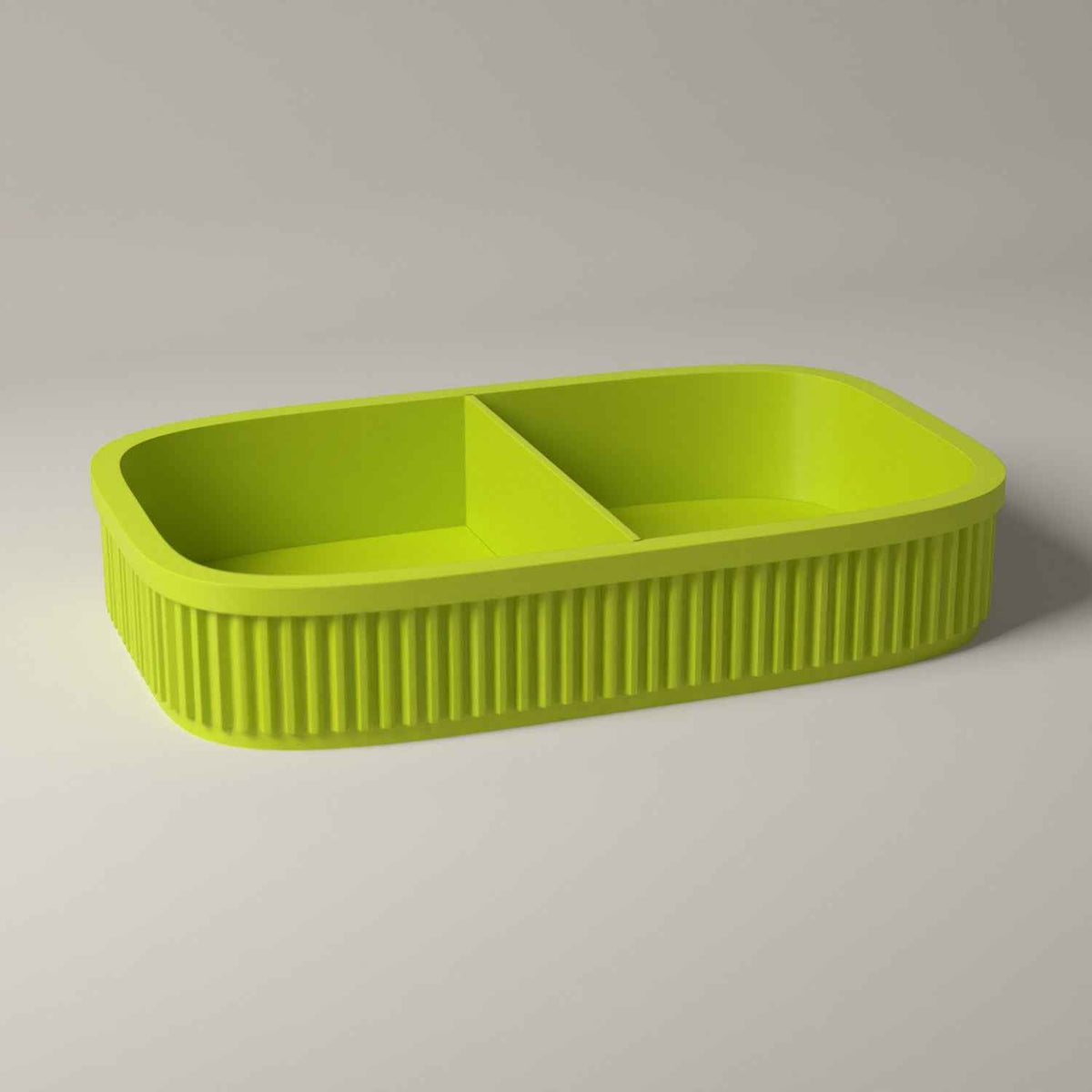 Divided Key Tray, Ribbed Hallway Organiser for Keys, Cards and Coins in bright green