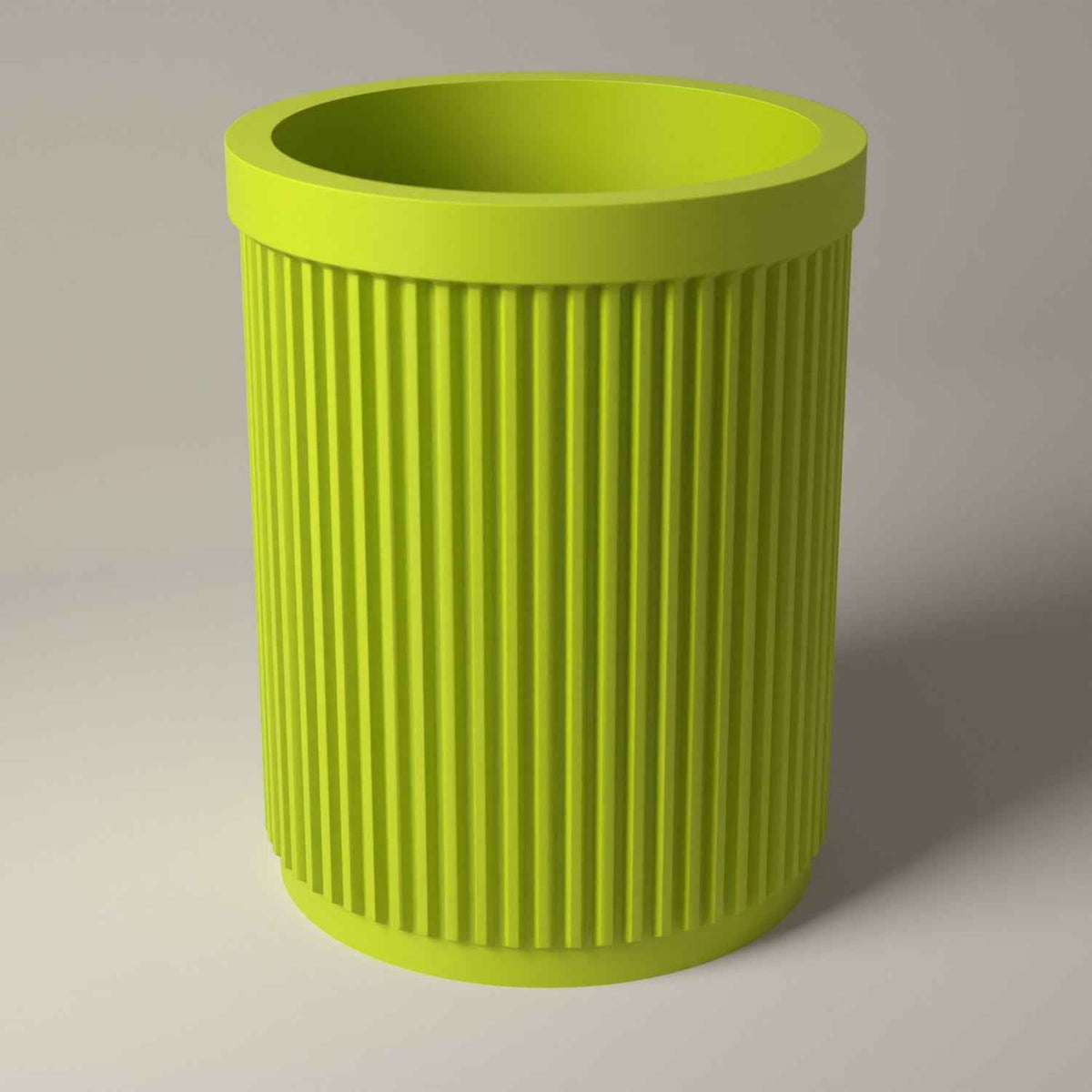Ribbed Makeup Brush Holder - Upright Storage for Your Dressing Table in bright green