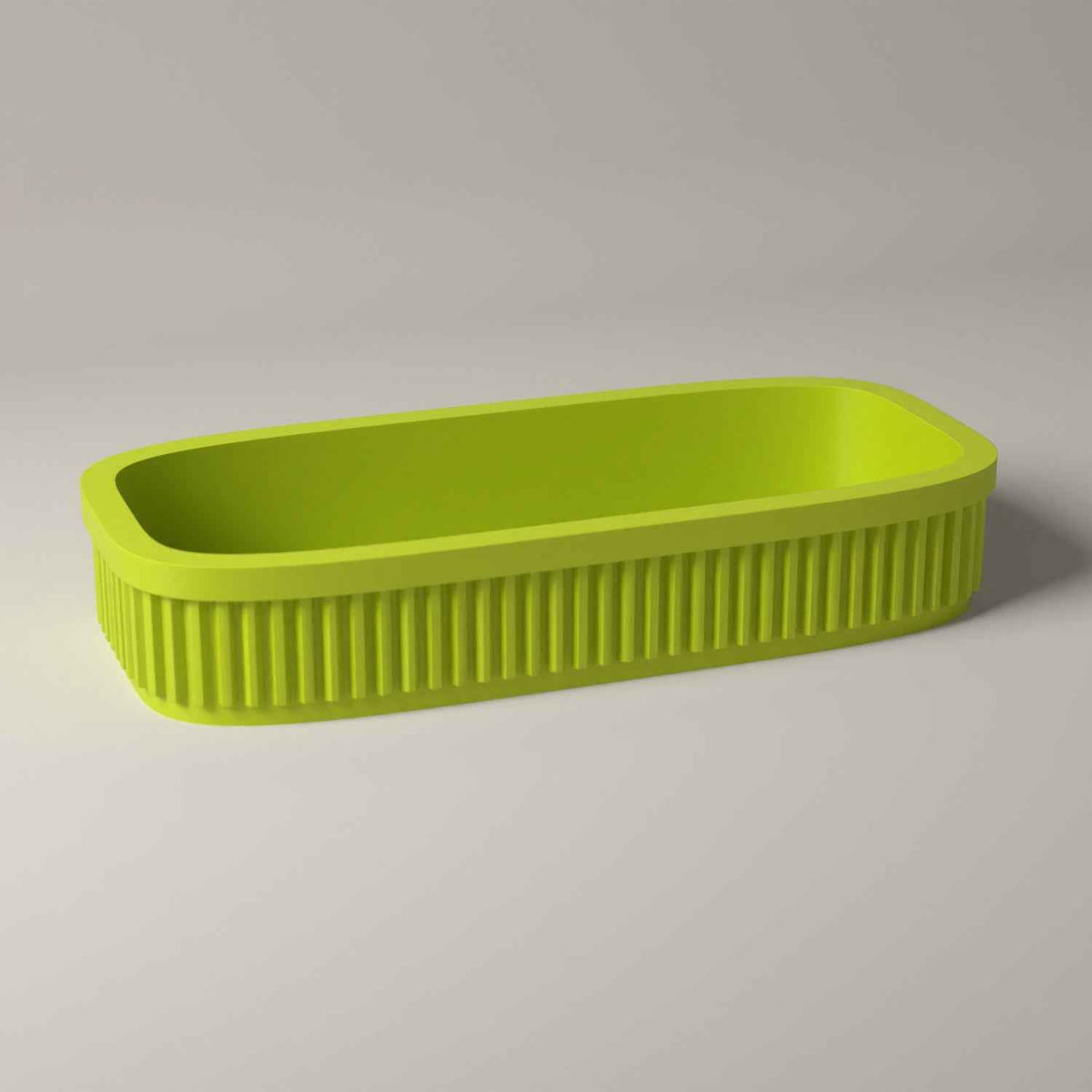 Ribbed Eyeglasses Tray - Shallow Bedside Storage for Reading Glasses in bright green