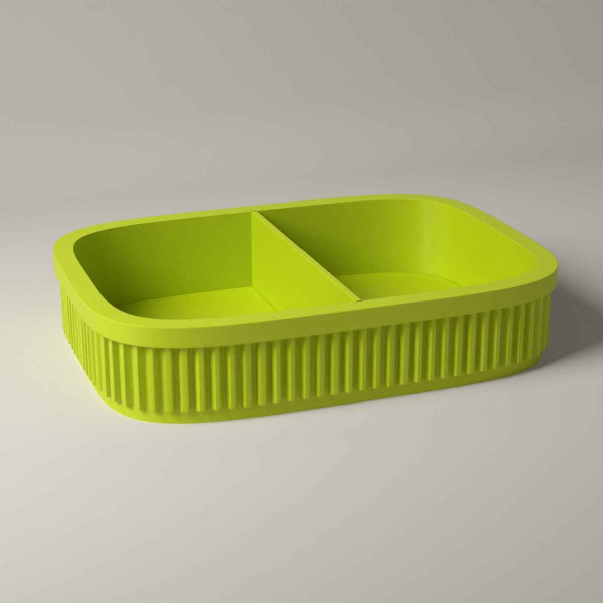 Ribbed Coin and Money Tray - Small Catch All for Keys and Loose Change in bright green