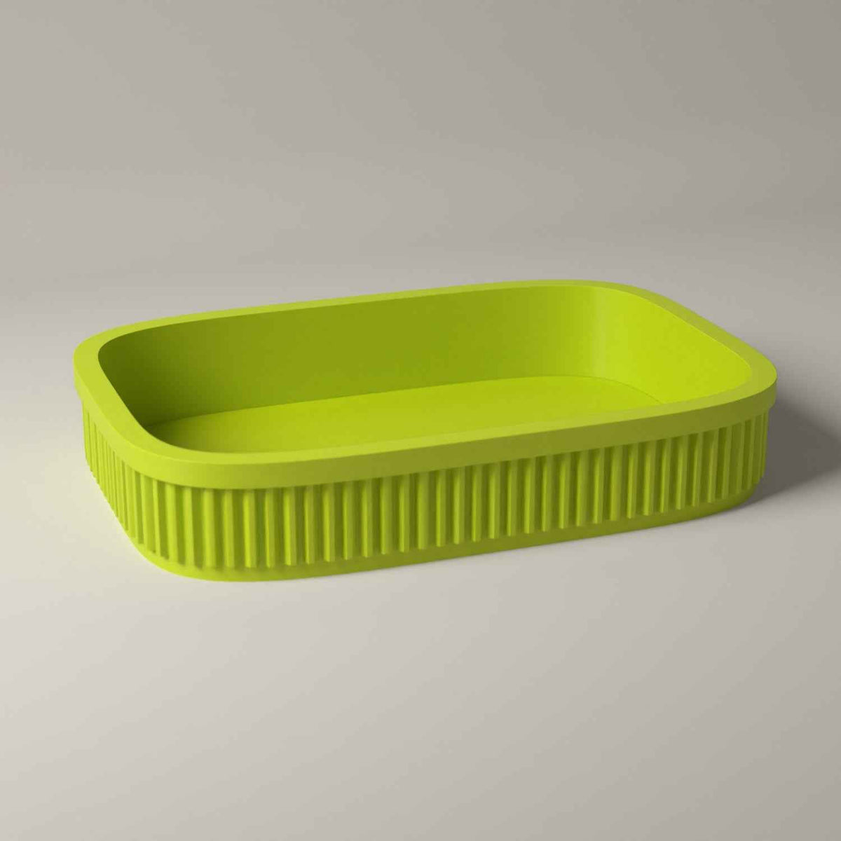 Ribbed Catch-All Tray for Keys, Coins and Jewellery in bright green