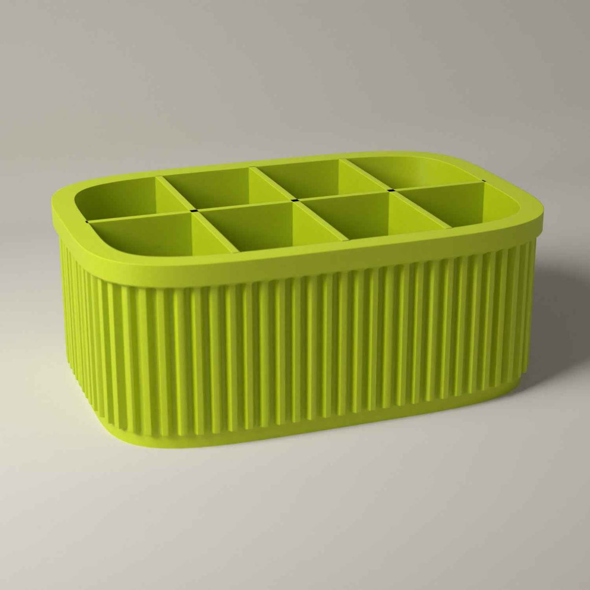 Lipstick Holder, Ribbed Makeup Organiser for a Dressing Table in bright green