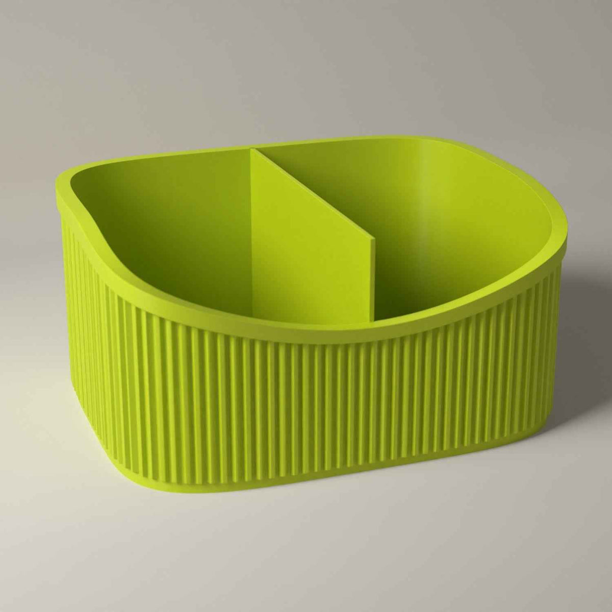 Desk Organiser, Ribbed Multi-Section Storage for Stationery in bright green