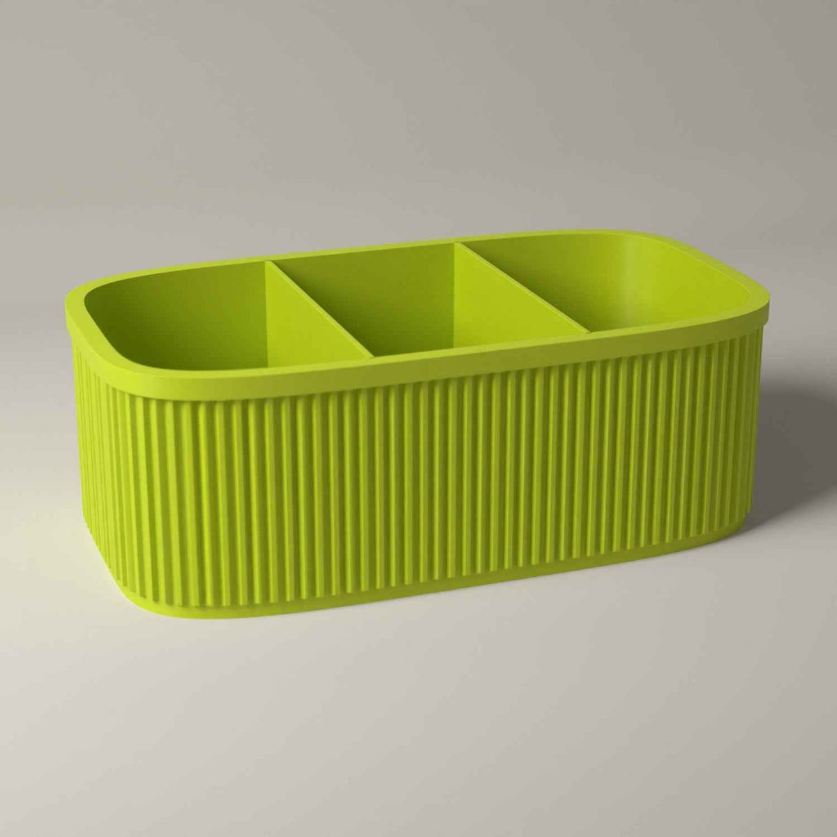 Ribbed Teacher Desk Caddy - Classroom Stationery Storage Organiser in bright green