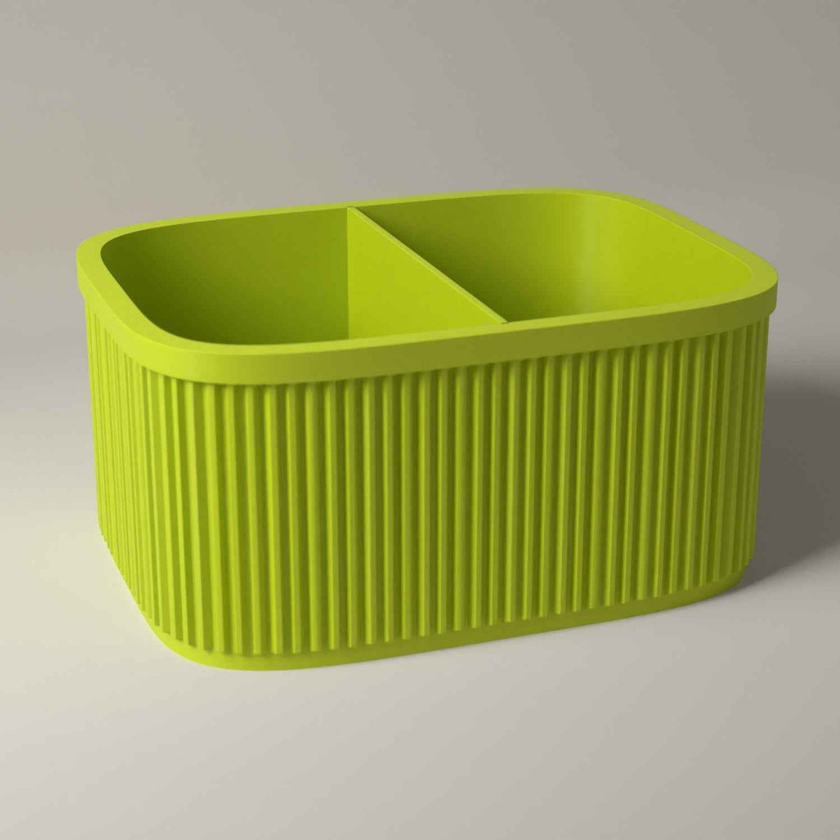 Ribbed Bedside Caddy - Tabletop Organiser for Nightstand Essentials in bright green