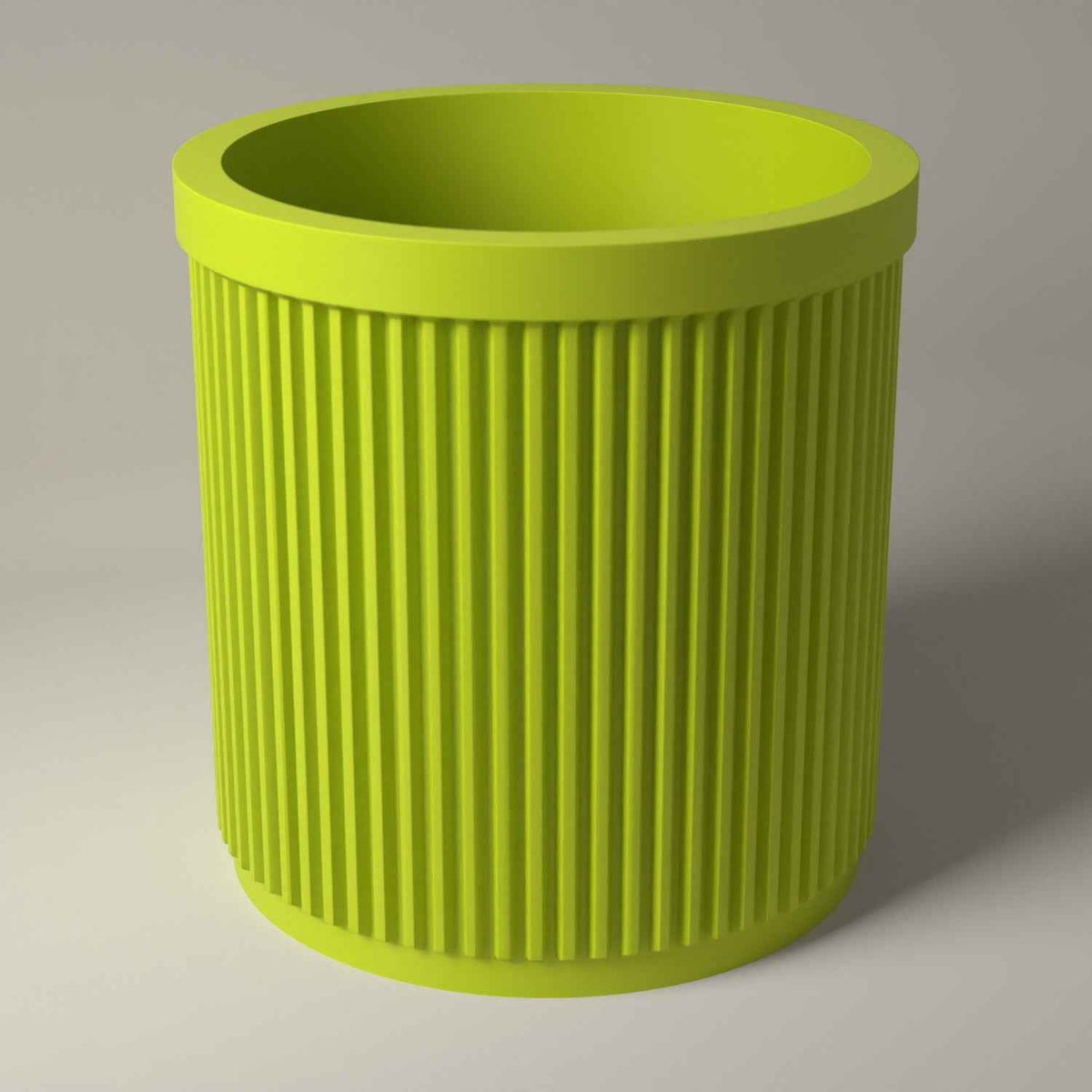Pencil Pot, Ribbed Desktop Holder for Pens, Pencils and Markers in bright green