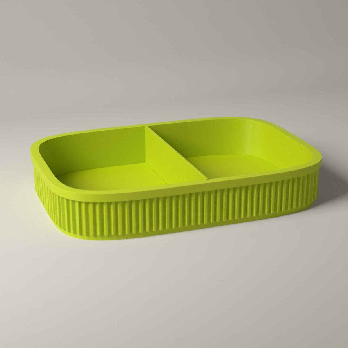 Ribbed Valet Tray for Keys, Wallet and Watch - Bedside Catch All in bright green