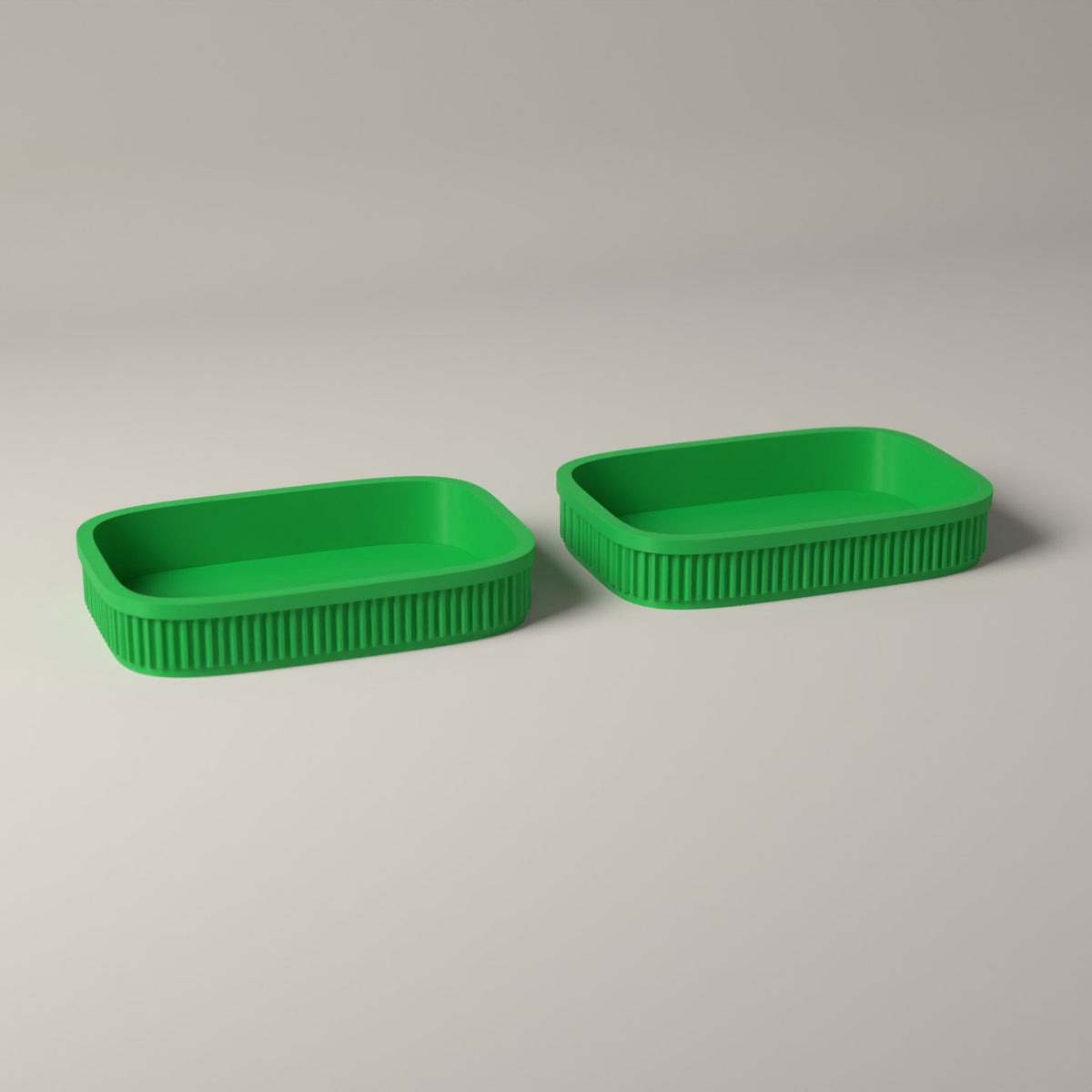 Ribbed Catch-All Trays for Keys, Coins and Jewellery, Set of 2 in forest green