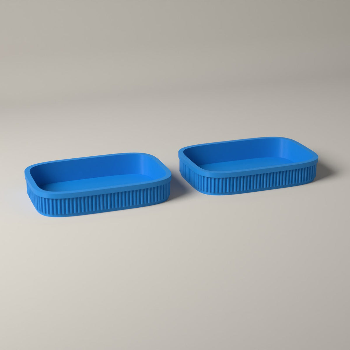 Ribbed Catch-All Trays for Keys, Coins and Jewellery, Set of 2 in cyan